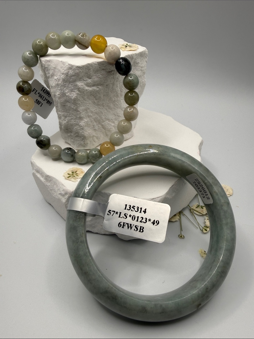Classic pale Tiffany blue Jade Bangle and Multicolor Jade Bead Bracelet Set